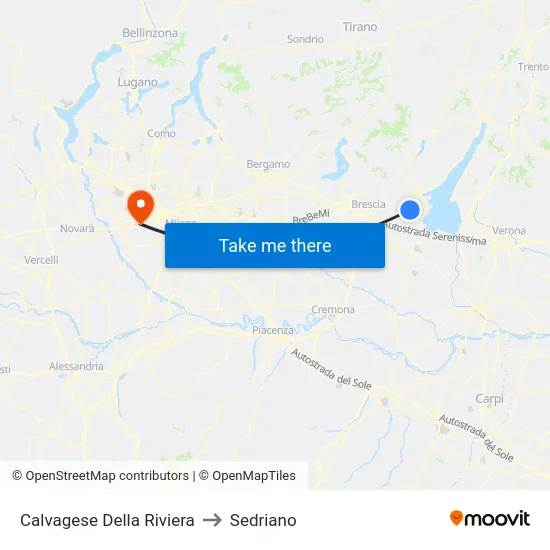 Calvagese Della Riviera to Sedriano map