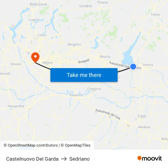 Castelnuovo Del Garda to Sedriano map