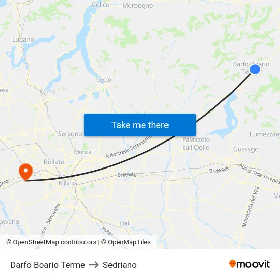 Darfo Boario Terme to Sedriano map