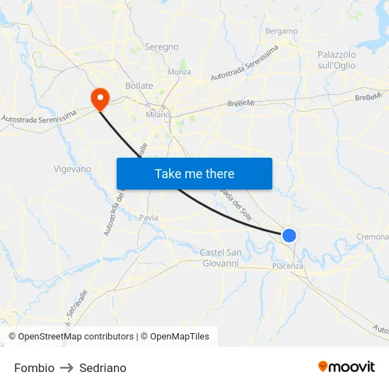 Fombio to Sedriano map