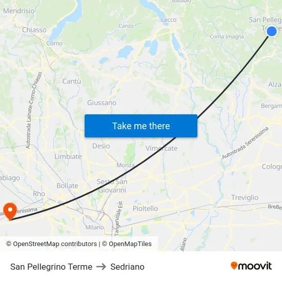 San Pellegrino Terme to Sedriano map