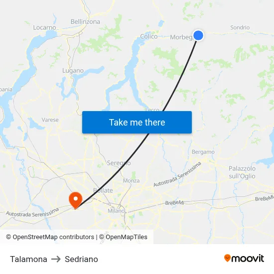 Talamona to Sedriano map