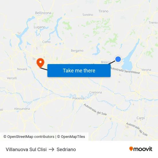 Villanuova Sul Clisi to Sedriano map