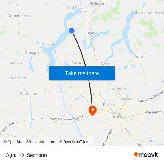 Agra to Sedriano map