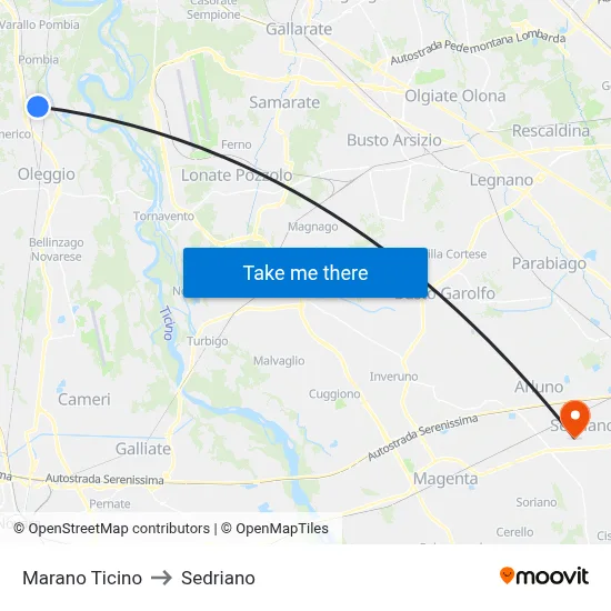 Marano Ticino to Sedriano map