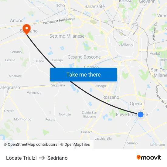 Locate Triulzi to Sedriano map