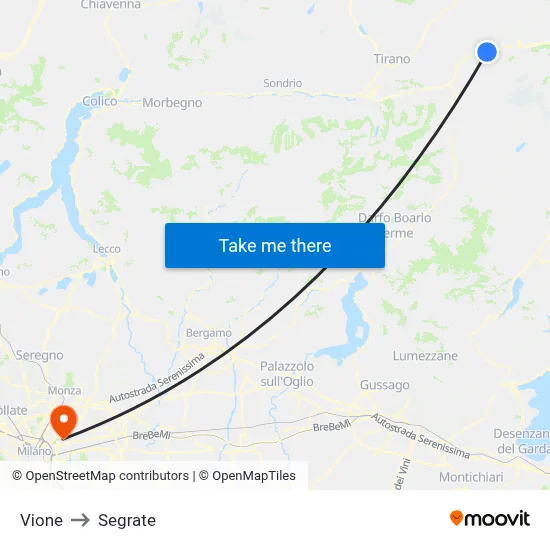 Vione to Segrate map