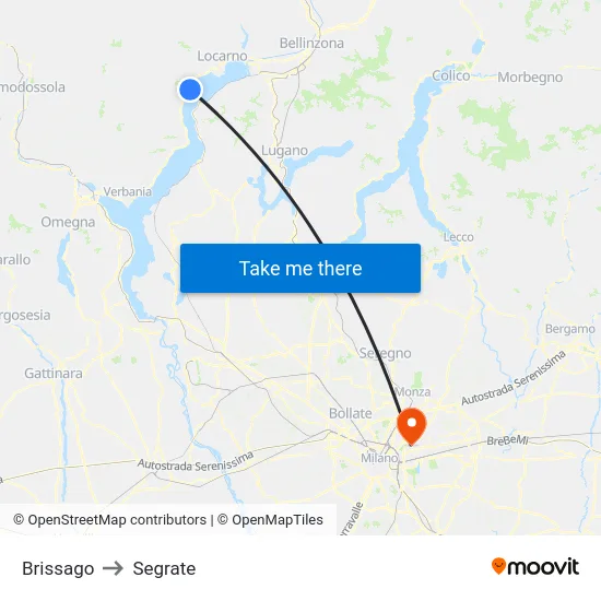 Brissago to Segrate map