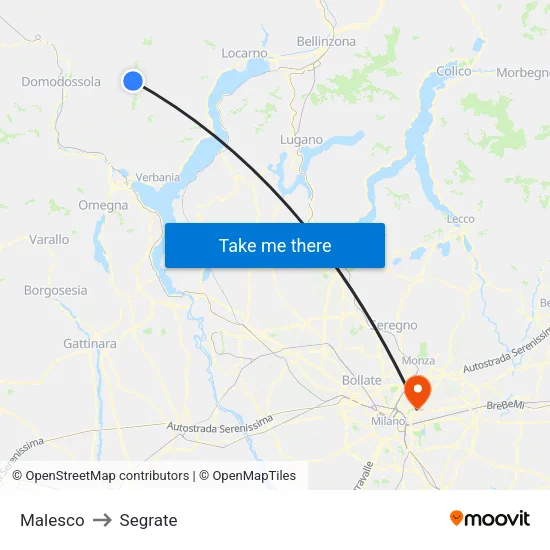 Malesco to Segrate map