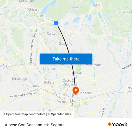 Albese Con Cassano to Segrate map