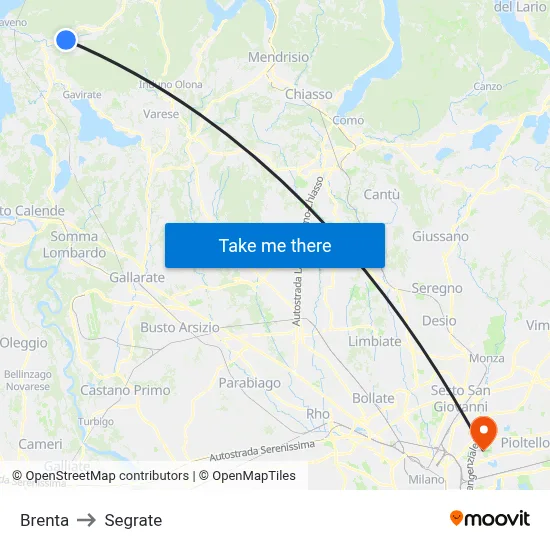 Brenta to Segrate map