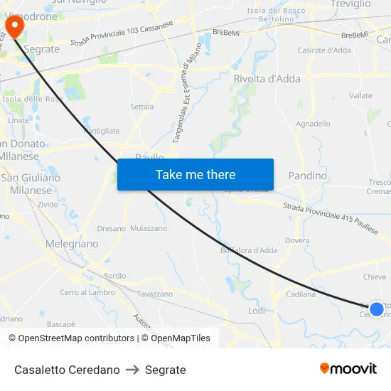 Casaletto Ceredano to Segrate map
