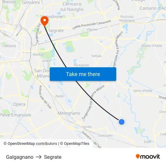 Galgagnano to Segrate map
