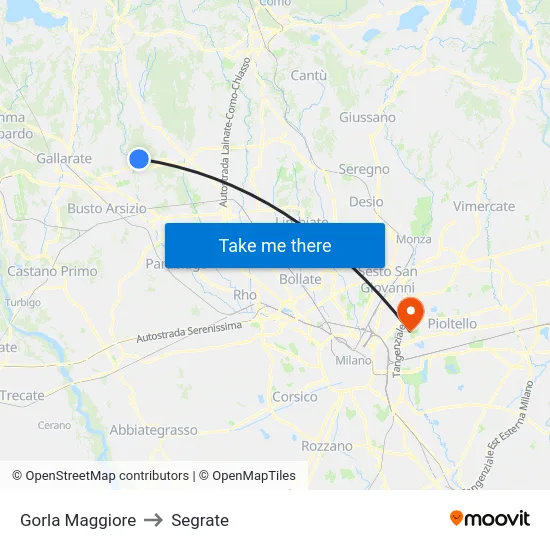 Gorla Maggiore to Segrate map