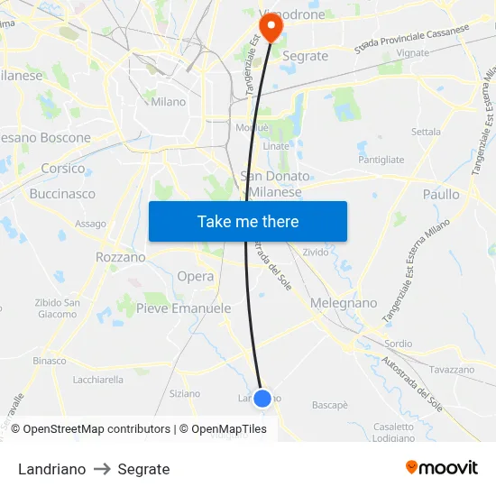 Landriano to Segrate map