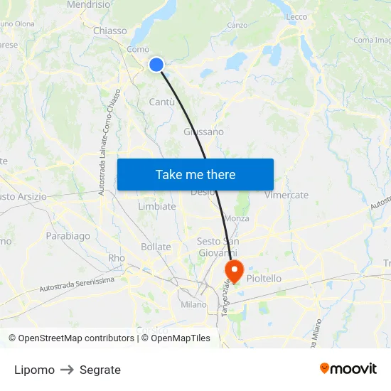 Lipomo to Segrate map