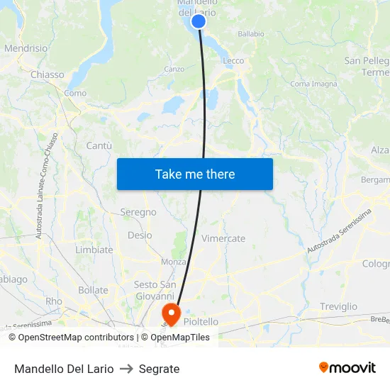 Mandello Del Lario to Segrate map