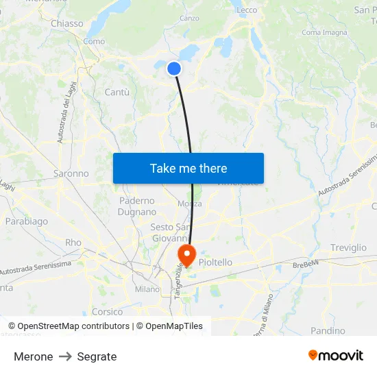Merone to Segrate map