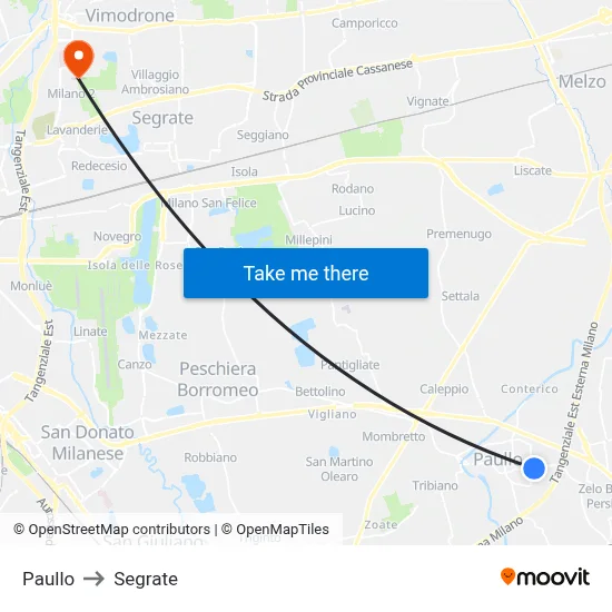 Paullo to Segrate map