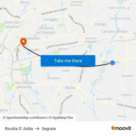 Rivolta D' Adda to Segrate map