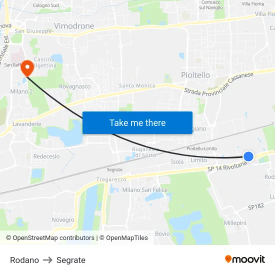 Rodano to Segrate map