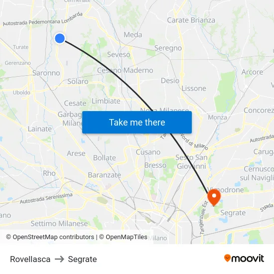 Rovellasca to Segrate map