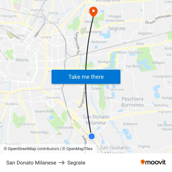 San Donato Milanese to Segrate map