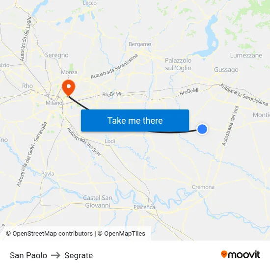 San Paolo to Segrate map