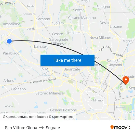 San Vittore Olona to Segrate map