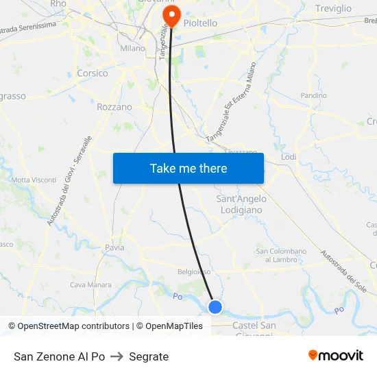 San Zenone al Po to Segrate map