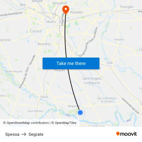 Spessa to Segrate map
