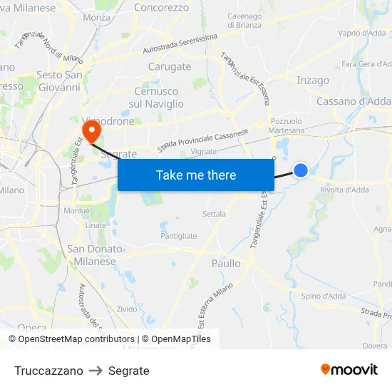 Truccazzano to Segrate map
