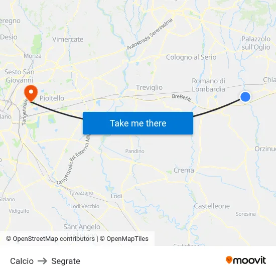 Soccer to Segrate map