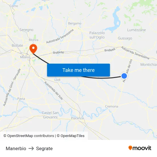 Manerbio to Segrate map