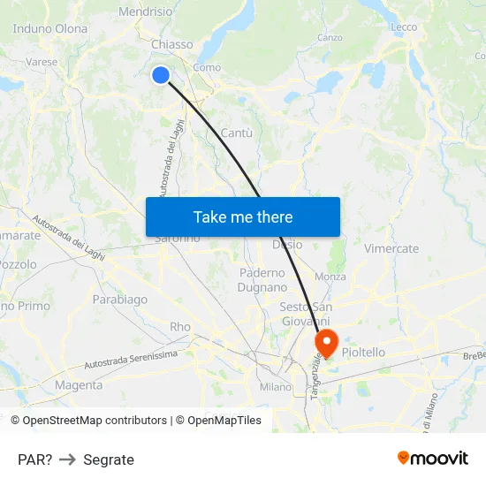 Parre to Segrate map