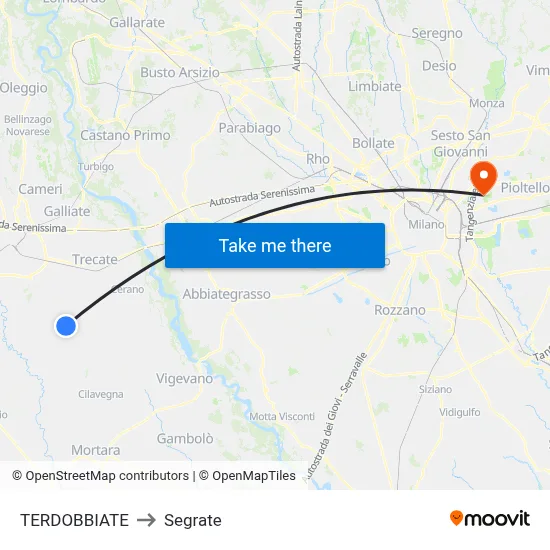 TERDOBBIATE to Segrate map