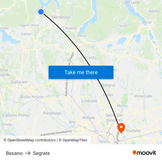 Besano to Segrate map