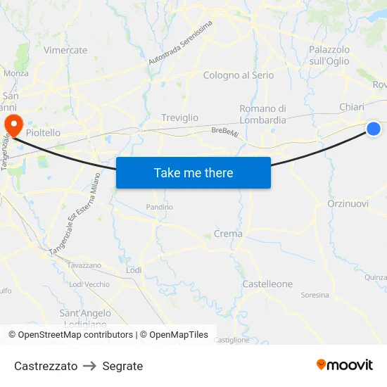 Castrezzato to Segrate map