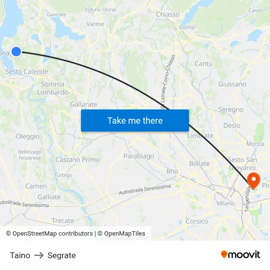 Taino to Segrate map