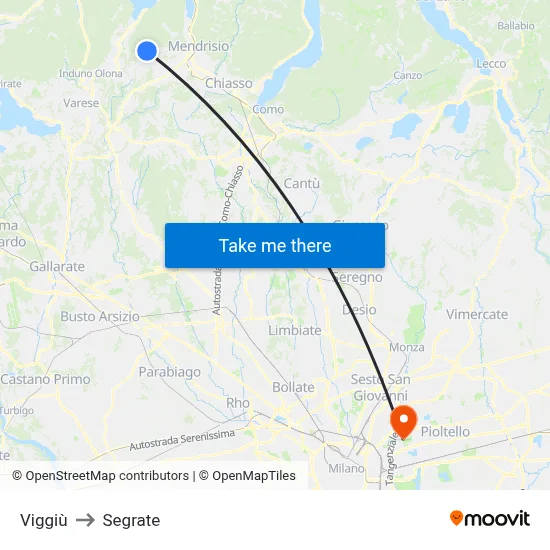 Viggiù to Segrate map