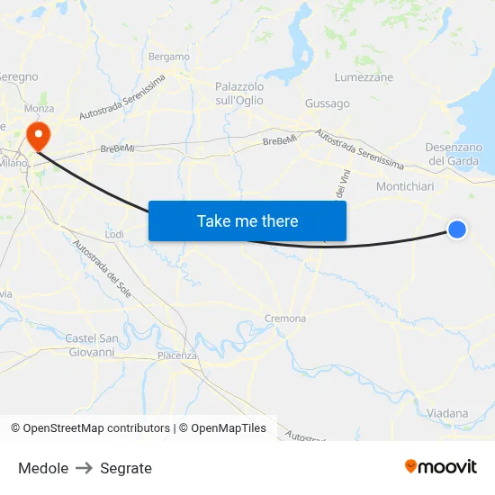 Medole to Segrate map