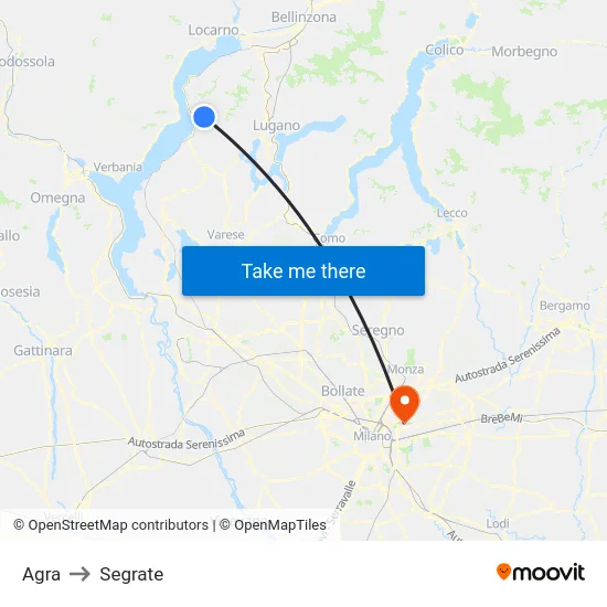 Agra to Segrate map