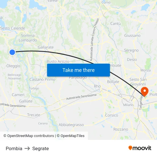 Pombia to Segrate map