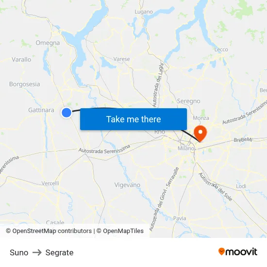 Suno to Segrate map