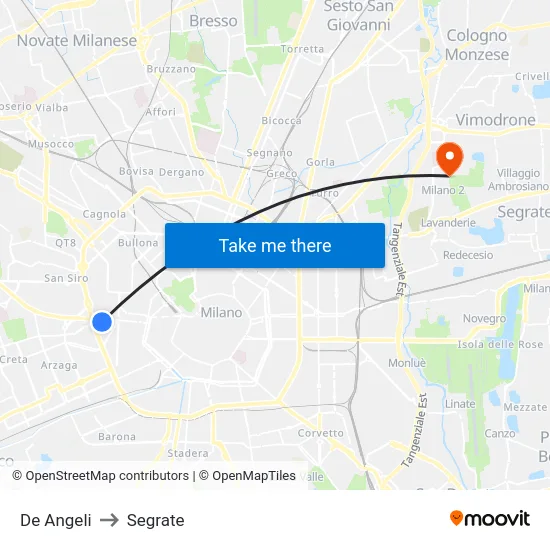 De Angeli to Segrate map