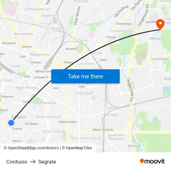 Cordusio to Segrate map