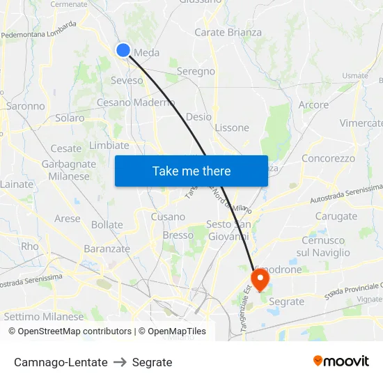 Camnago-Lentate to Segrate map