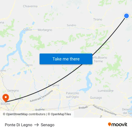 Ponte Di Legno to Senago map