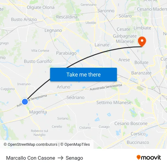 Marcallo con Casone to Senago map