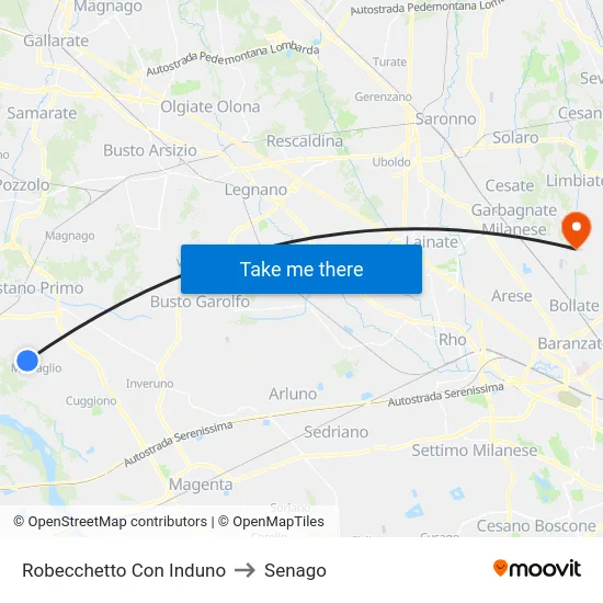 Robecchetto Con Induno to Senago map